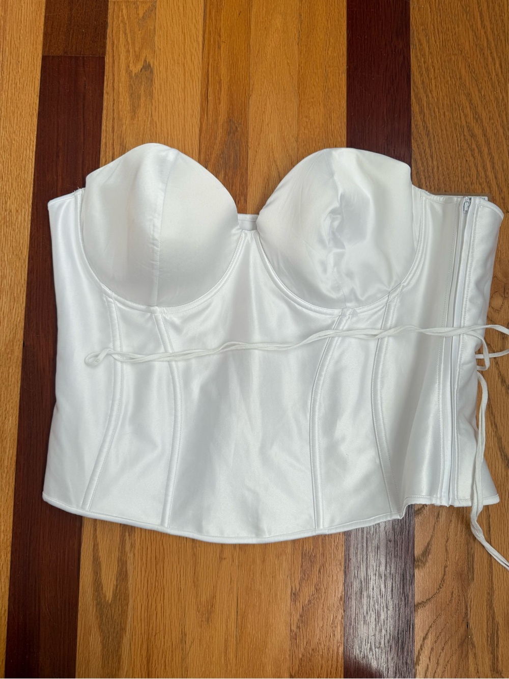 Skims- White Satin Bustier Corset Top